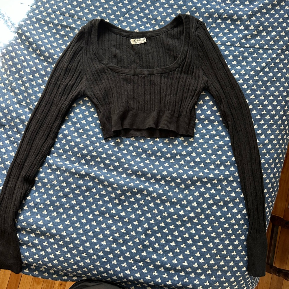Black ribbed free people sweater